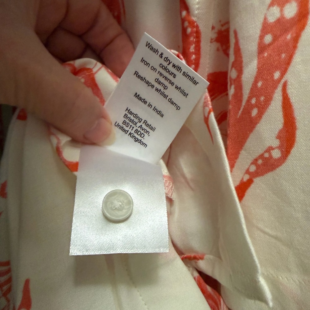 Men’s Short-Sleeve Lobster Print Shirt - Cream with Coral - Picture 9 of 12